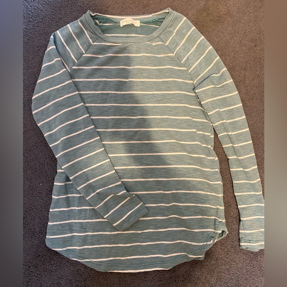 White and Teal Long Sleeve